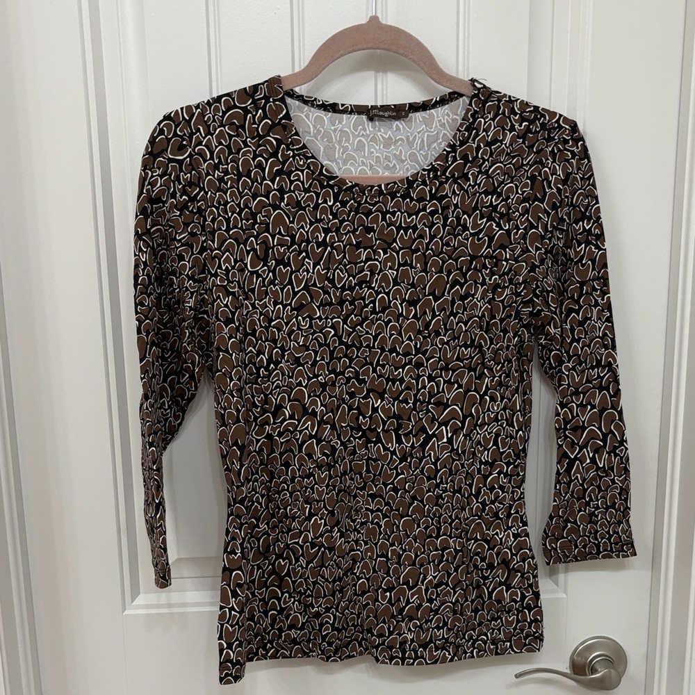 J. McLaughlin Brown and Black Patterned Blouse